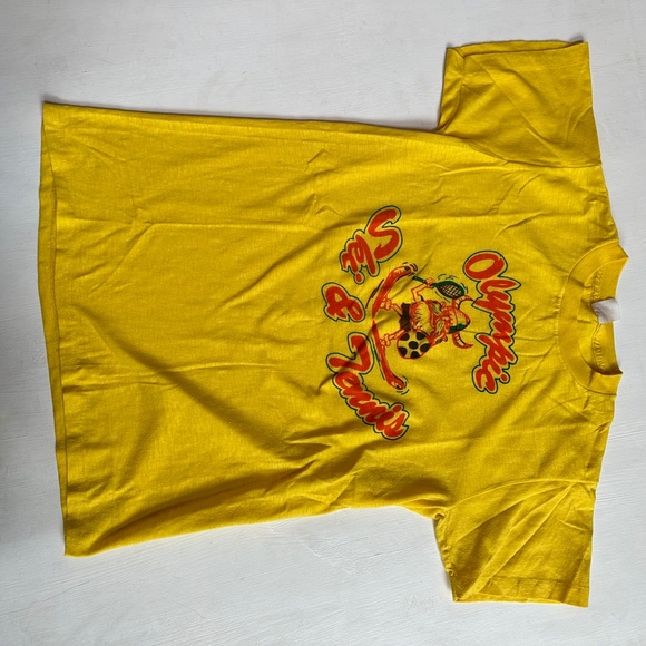Vintage Yellow Olympic Ski & Tennis Viking Graphic Tee - Picture 4 of 4